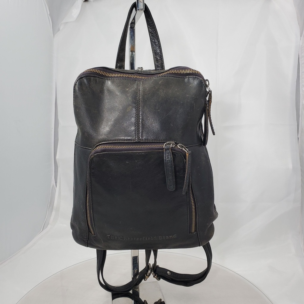 The Chesterfield Brand Vivian Black Leather Backpack/Sling Dirty